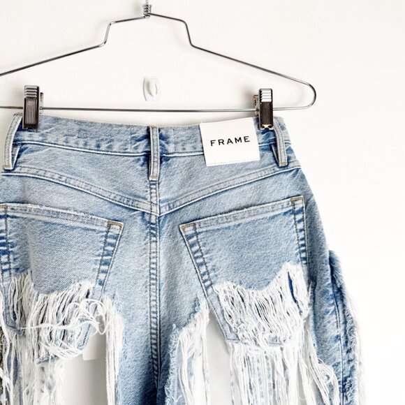 NWT Frame Atelier Shredded High 'n Tight Straight Leg Jeans In Utopia Shred - Picture 5 of 11